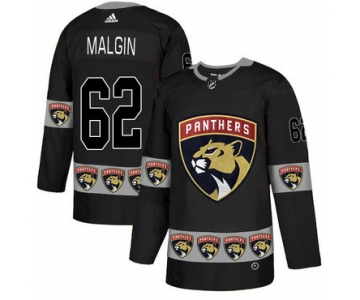 Men's Florida Panthers #62 Denis Malgin Black Team Logos Fashion Adidas Jersey
