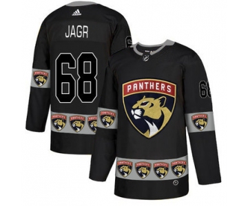 Men's Florida Panthers #68 Jaromir Jagr Black Team Logos Fashion Adidas Jersey