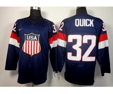 2014 Olympics USA #32 Jonathan Quick Navy Blue Jersey