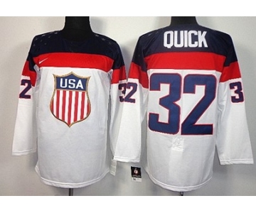 2014 Olympics USA #32 Jonathan Quick White Jersey