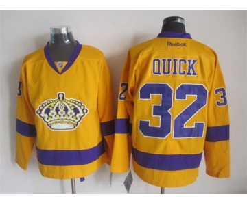Los Angeles Kings #32 Jonathan Quick Yellow Jersey