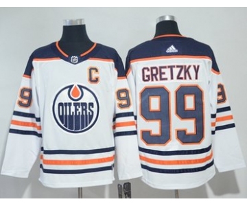 Adidas Oilers #99 Wayne Gretzky White Road Authentic Stitched NHL Jersey