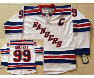 Men's New York Rangers #99 Wayne Gretzky 1999-00 White CCM Vintage Throwback Jersey