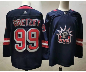 Men's New York Rangers #99 Wayne Gretzky Navy Blue Adidas 2020-21 Stitched NHL Jersey