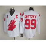 Men's Team Canada #99 Wayne Gretzky 1991 Olympic White CCM Vintage Throwback Jersey