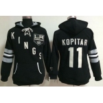 Los Angeles Kings #11 Anze Kopitar Black Women's Old Time Heidi NHL Hoodie