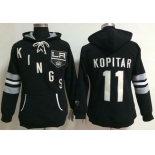 Los Angeles Kings #11 Anze Kopitar Black Women's Old Time Heidi NHL Hoodie