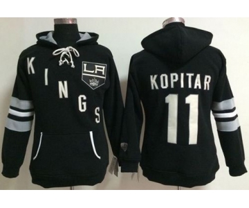 Los Angeles Kings #11 Anze Kopitar Black Women's Old Time Heidi NHL Hoodie