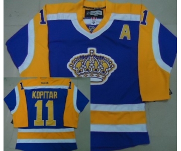 Los Angeles Kings #11 Anze Kopitar Purple With Yellow Jersey