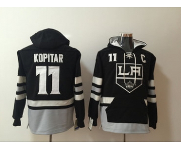 Men's Los Angeles Kings #11 Anze Kopitar NEW Black Pocket Stitched NHL Old Time Hockey Hoodie