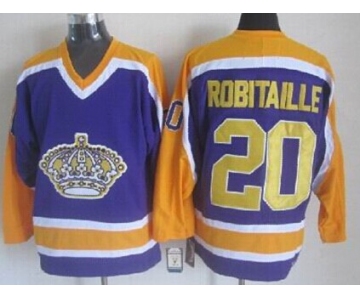 Los Angeles Kings #20 Luc Robitaille Purple With Yellow Throwback CCM Jersey