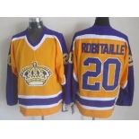 Los Angeles Kings #20 Luc Robitaille Yellow With Purple Throwback CCM Jersey