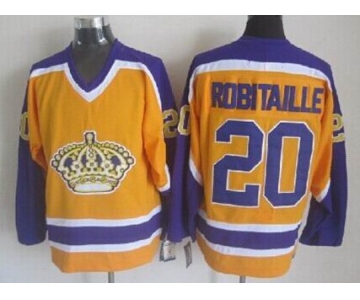Los Angeles Kings #20 Luc Robitaille Yellow With Purple Throwback CCM Jersey