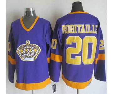 Men's Los Angeles Kings #20 Luc Robitaille 1977-79 Purple CCM Vintage Throwback Jersey