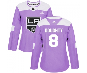 Adidas Los Angeles Kings #8 Drew Doughty Purple Authentic Fights Cancer Women's Stitched NHL Jersey