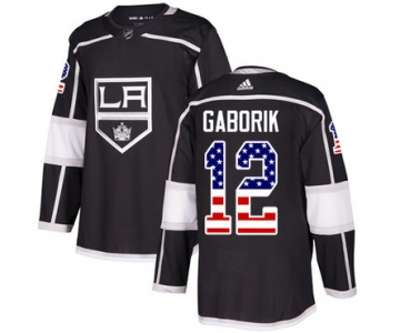 Adidas Kings #12 Marian Gaborik Black Home Authentic USA Flag Stitched NHL Jersey