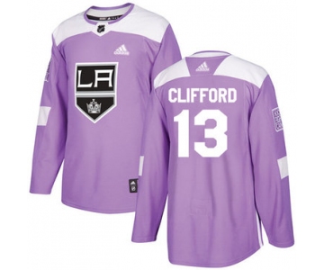 Adidas Kings #13 Kyle Clifford Purple Authentic Fights Cancer Stitched NHL Jersey