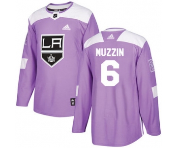 Adidas Kings #6 Jake Muzzin Purple Authentic Fights Cancer Stitched NHL Jersey