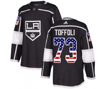 Adidas Kings #73 Tyler Toffoli Black Home Authentic USA Flag Stitched NHL Jersey