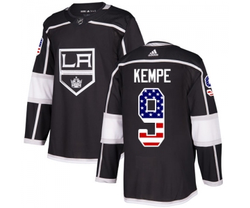 Adidas Kings #9 Adrian Kempe Black Home Authentic USA Flag Stitched NHL Jersey