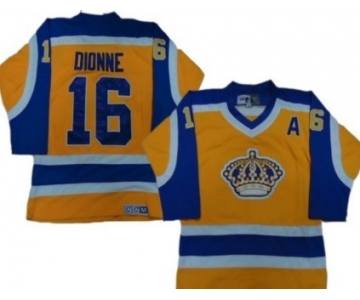 Los Angeles Kings #16 Marcel Dionne Yellow With Purple Throwback CCM Jersey