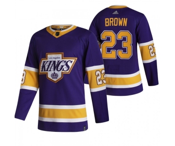 Los Angeles Kings #23 Dustin Brown Black Men's Adidas 2020-21 Reverse Retro Alternate NHL Jersey