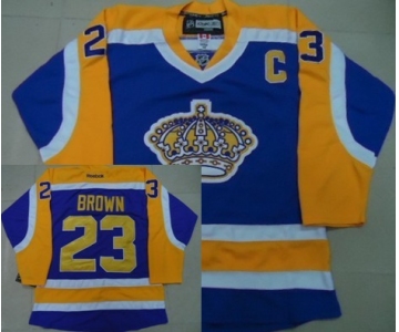 Los Angeles Kings #23 Dustin Brown Purple With Yellow Jersey