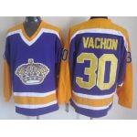 Los Angeles Kings #30 Rogie Vachon Purple With Yellow Throwback CCM Jersey