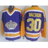 Los Angeles Kings #30 Rogie Vachon Purple With Yellow Throwback CCM Jersey