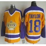 Men's Los Angeles Kings #18 Dave Taylor 1980-81 Yellow CCM Vintage Throwback Jersey