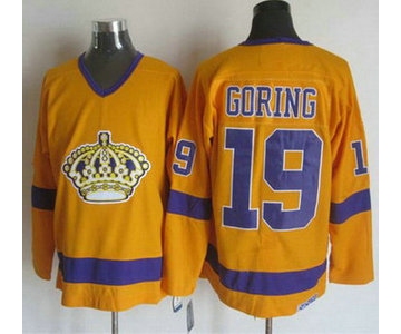 Men's Los Angeles Kings #19 Butch Goring 1970-71 White CCM Vintage Throwback Jersey