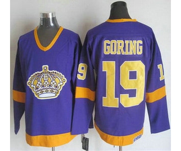 Men's Los Angeles Kings #19 Butch Goring 1977-79 Purple CCM Vintage Throwback Jersey