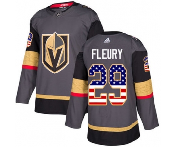 Adidas Golden Knights #29 Marc-Andre Fleury Grey Home Authentic USA Flag Stitched NHL Jersey