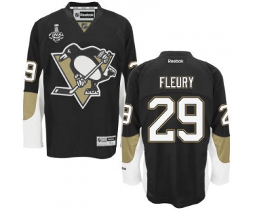 Men's Pittsburgh Penguins #29 Marc-Andre Fleury Black Team Color 2017 Stanley Cup NHL Finals Patch Jersey