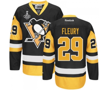 Men's Pittsburgh Penguins #29 Marc-Andre Fleury Black Third 2017 Stanley Cup NHL Finals Patch Jersey