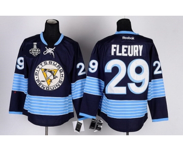 Men's Pittsburgh Penguins #29 Marc-Andre Fleury Navy Blue Third 2017 Stanley Cup NHL Finals Patch Jersey