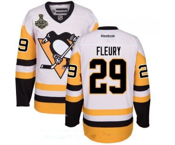 Men's Pittsburgh Penguins #29 Marc-Andre Fleury White Third 2017 Stanley Cup Finals Patch Stitched NHL Reebok Hockey Jersey