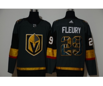 Men's Vegas Golden Knights #29 Marc-Andre Fleury Gray With Team Logo Adidas Stitched NHL Jersey