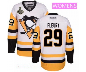 Women's Pittsburgh Penguins #29 Marc-Andre Fleury White Third 2017 Stanley Cup Finals Patch Stitched NHL Reebok Hockey Jersey