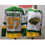 Youth Minnesota Wild #97 Kirill Kaprizov 2021 White Retro Stitched NHL Jersey