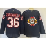 Men's Minnesota Wild #36 Mats Zuccarello 2022 Navy Native American Heritage Day Stitched Jersey