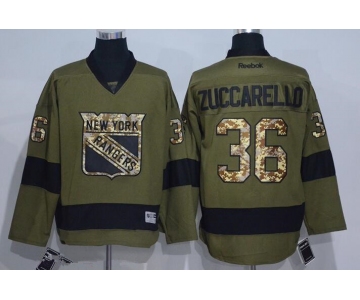 Men's New York Rangers #36 Mats Zuccarello Green Salute to Service Stitched NHL Reebok Hockey Jersey