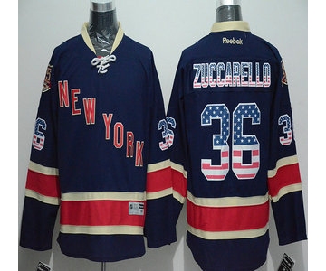 Men's New York Rangers #36 Mats Zuccarello USA Flag Fashion Navy Blue Jersey