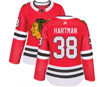 Adidas Chicago Blackhawks #38 Ryan Hartman Red Home Authentic Women's Stitched NHL Jersey