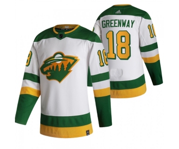Minnesota Wild #18 Jordan Greenway White Men's Adidas 2020-21 Reverse Retro Alternate NHL Jersey