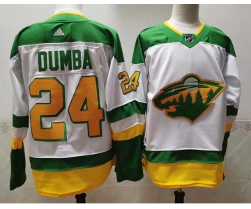 Men's Minnesota Wild #24 Matt Dumba 2021 White Retro Stitched NHL Jersey