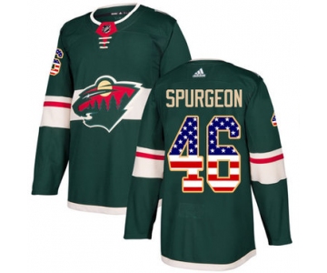 Adidas Minnesota Wild #46 Jared Spurgeon Green Home Authentic USA Flag Stitched Youth NHL Jersey