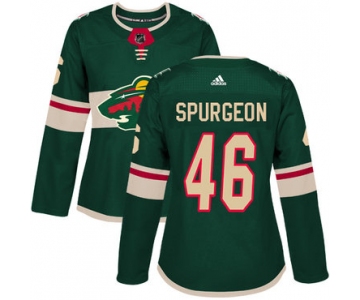 Adidas Minnesota Wild #46 Jared Spurgeon Green Home Authentic Women's Stitched NHL Jersey