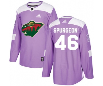 Adidas Wild #46 Jared Spurgeon Purple Authentic Fights Cancer Stitched NHL Jersey