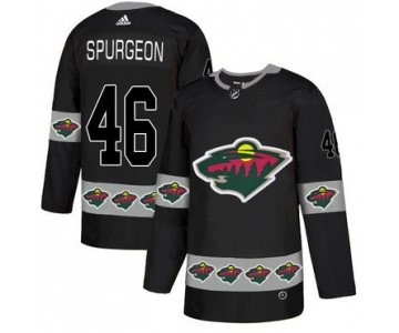 Men's Minnesota Wild #46 Jared Spurgeon Black Team Logos Fashion Adidas Jersey